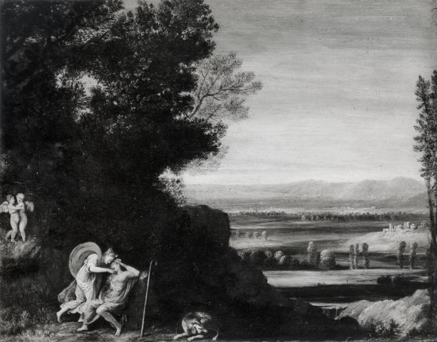 Pettinger, K. — Zampieri Domenico - cerchia - sec. XVII - Paesaggio con Venere e Adone — insieme